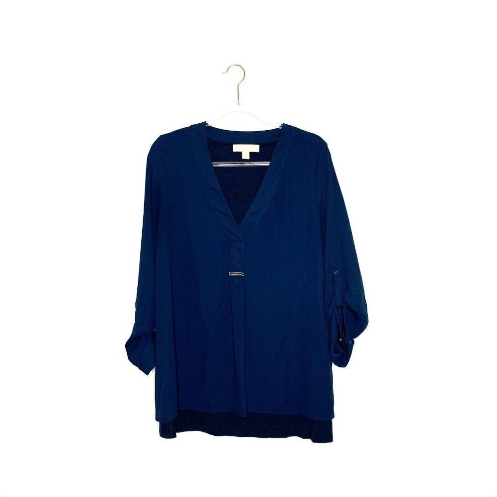 MICHAEL‎ MICHAEL KORS Top Women Size 10 Navy Blue Tab Sleeve Inner Tank